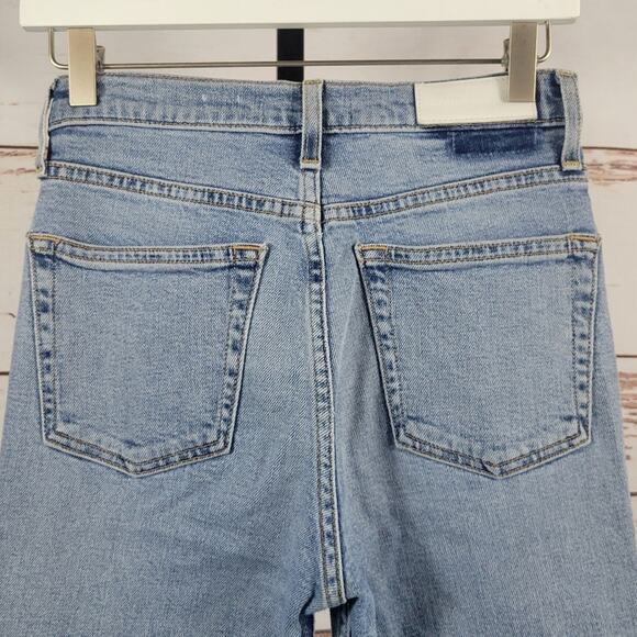 Re/Done Originals Straight Denim Jeans Factory Distress Raw Hem Ankle Size 25 - Picture 9 of 9
